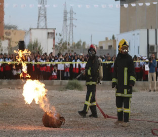برگزاری مانور مشترک آتش‌نشانان داوطلب خانم در قم